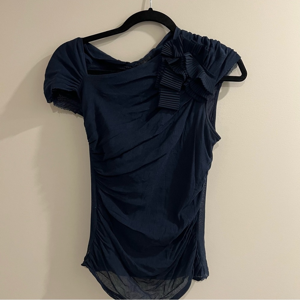 Deletta Navy Blue Ruched Blouse